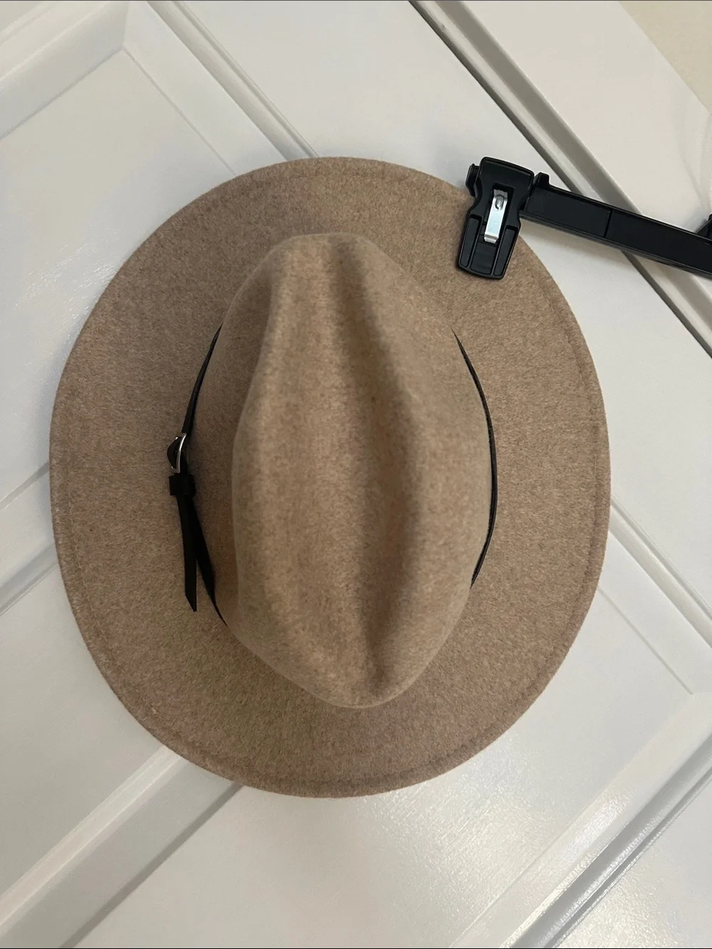 Women’s Tan wool blend Hat with Black Band